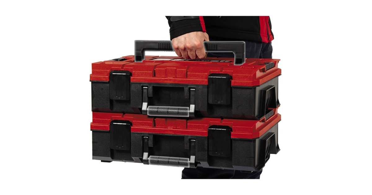 Einhell Systemkoffer E-Case S-F incl. mit foam, Rasterschaumstoffeinlage grid schwarz/rot, Werkzeugkiste