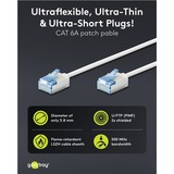 goobay Ultraflexibles Cat.6a Patchkabel slim, U/FTP weiß, 15 Meter, extrakurze Stecker