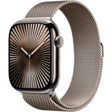 Apple Watch Series 10, Smartwatch Titan Natur, Titangehäuse, 46 mm, Milanaise Armband natur S/M, Cellular