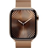 Apple Watch Series 10, Smartwatch gold, Titangehäuse, 46 mm, Milanaise Armband gold M/L, Cellular