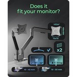 ICY BOX Monitorhalterung IB-MS524-T grau, für 2 Monitore bis 32" (81cm)