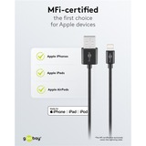 goobay Apple Lightning Dual-Ladeset 12 Watt, Ladegerät schwarz, 1 Meter Kabel