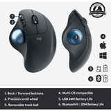 Logitech ERGO M575 Wireless Trackball Maus graphit, ergonomisches Design, für Windows, PC & Mac mit Bluetooth- & USB-Funktion