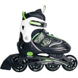 Muuwmi Verstellbare Kinderinliner Gr. 33-36, Inline-Skates grün/schwarz, inkl. Protektoren-Set Gr. S