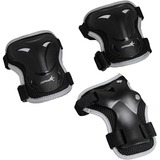 Muuwmi Verstellbare Kinderinliner Gr. 33-36, Inline-Skates grün/schwarz, inkl. Protektoren-Set Gr. S