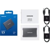 SAMSUNG Portable SSD T7 4 TB, Externe SSD grau, USB-C 3.2 Gen 2 (10 Gbit/s), extern