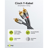 goobay Plus Cinch Y-Kabel schwarz/silber, 10 Meter