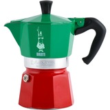 Bialetti Moka Express Tricolore, Espressomaschine grün/rot, 3 Tassen