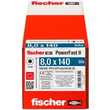 fischer Holzbauschraube PowerFast II 8,0x140 Stufen-Senkkopf TX 50 Stück, Teilgewinde, verzinkt