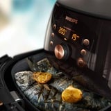 Philips Premium Airfryer XXL HD9867/90 Smart, Heißluftfritteuse schwarz/kupfer, 2.225 Watt, 7,3 Liter