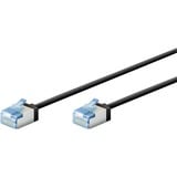 goobay Ultraflexibles Cat.6a Patchkabel slim, U/FTP schwarz, 1 Meter, extrakurze Stecker