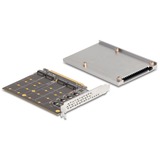 DeLOCK PCI Express x16 Karte auf 4x intern NVMe M.2 Key, Schnittstellenkarte mit Kühlkörper und LED-Anzeige