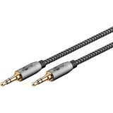 goobay Plus Audio Verbindungskabel AUX 3,5mm stereo schwarz/silber, 1 Meter