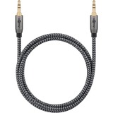 goobay Plus Audio Verbindungskabel AUX 3,5mm stereo schwarz/silber, 1 Meter