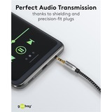 goobay Plus Audio Verbindungskabel AUX 3,5mm stereo schwarz/silber, 1 Meter