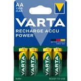 VARTA Recharge Accu Power AA 1350 mAh, Akku 4 Stück, AA