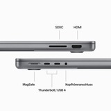 Apple MacBook Pro (14") 2023 CTO, Notebook grau, M3 10-Core GPU, MacOS, Deutsch, 36 cm (14.2 Zoll) & 120 Hz Display, 1 TB SSD