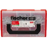 fischer FixTainer SX Plus Dübel- und Schrauben-Box hellgrau, 212-teilig, mit Schrauben und Haken