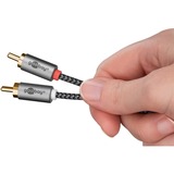 goobay Plus Audio Adapterkabel AUX 3,5mm Klinke > Stereo-Cinch Stecker schwarz/silber, 2 Meter