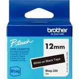 Brother Schriftband Btag-335 12mm, weiß auf schwarz, nicht laminiert