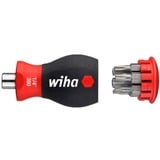 Wiha Schraubendreher Stubby 1/4", mit Bit Magazin schwarz/rot, Stubby mit 6 TORX Bits