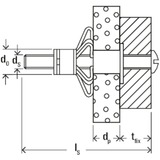 fischer Hohlraum-Metalldübel HM 6x65 S silber, 50 Stück, mit metrischer Schraube