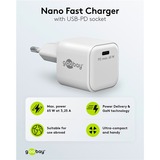 goobay USB-C Schnellladegerät Nano, PD, GaN, 65 Watt weiß, 1x USB-C, Power Delivery 3.0