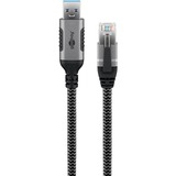 goobay Ethernet-Kabel USB-A 3.2 Gen1 Stecker > RJ-45 Stecker, LAN-Adapter schwarz/silber, 3 Meter, geflochtener Textilmantel