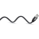 goobay Ethernet-Kabel USB-A 3.2 Gen1 Stecker > RJ-45 Stecker, LAN-Adapter schwarz/silber, 3 Meter, geflochtener Textilmantel