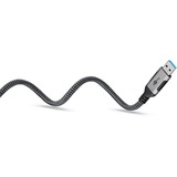 goobay Ethernet-Kabel USB-A 3.2 Gen1 Stecker > RJ-45 Stecker, LAN-Adapter schwarz/silber, 3 Meter, geflochtener Textilmantel