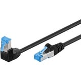 goobay Patchkabel Cat.6a S/FTP (PiMF), 1x 90° gewinkelt schwarz, 1 Meter, doppelt geschirmt