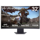 LG UltraGear 32GS60QX-B, Gaming-Monitor 80 cm (31.5 Zoll), schwarz, WQHD, VA, Curved, AMD Free-Sync, 180Hz Panel