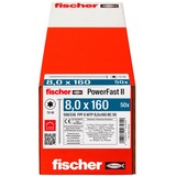 fischer Holzbauschraube PowerFast II 8,0x160 Tellerkopf TX 50 Stück, Teilgewinde, verzinkt