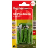 fischer Dübel SX Plus Green 8x40 S K grün, 10 Stück, mit Schraube