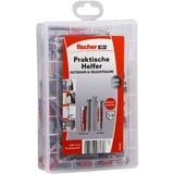 fischer Praktische Helfer Outdoor & Feuchtraum, Edelstahl, Dübel hellgrau/rot, 130-teilig