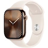 Apple Watch Series 10, Smartwatch gold, Titangehäuse, 46 mm, Sportarmband Polarstern M/L, Cellular