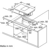 Bosch PKM845F11E Serie | 6, Autarkes Kochfeld schwarz/edelstahl, mit integriertem Dunstabzug