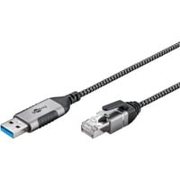 goobay Ethernet-Adapterkabel USB-A 3.2 Gen1 > RJ-45, Slim schwarz/grau, 2 Meter