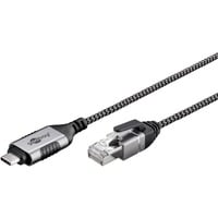 goobay Ethernet-Adapterkabel USB-C 3.2 Gen2 > RJ-45, Slim schwarz/grau, 3 Meter