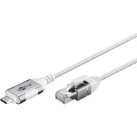 goobay Ethernet-Adapterkabel USB-C 3.2 Gen2 > RJ-45, Slim weiß, 1 Meter