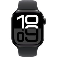 Apple Watch Series 10, Smartwatch schwarz (glänzend), Aluminium, 42 mm, Sportarmband schwarz M/L