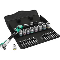 Wera 8100 SB 9 Zyklop Speed-Knarrensatz, zöllig, 3/8", Werkzeug-Set schwarz/grün, 29-teilig, Speed-Knarre mit schwenkbarem Kopf