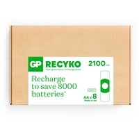 GP Batteries NiMH-Akku GP RECYKO AA (Mignon), 2.100mAh 1,2Volt 8 Stück, vorgeladen (Ready To Use)