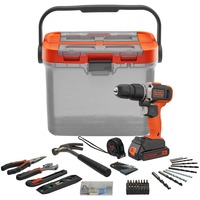 BLACK+DECKER Akku-Schlagbohrschrauber BCKSB02, 18Volt orange/schwarz, Li-Ionen Akku 1,5Ah, Aufbewahrungsbox, 62-teiliges Zubehör-Set