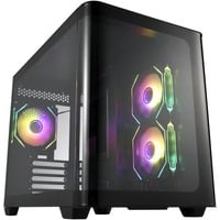 Fortron FSP S380-BA, Tower-Gehäuse schwarz, Tempered Glass x 2