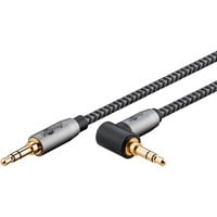 goobay Plus Audio Verbindungskabel AUX 3,5mm stereo, 90° schwarz/silber, 3 Meter, abgewinkelt