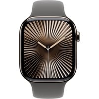 Apple Watch Series 10, Smartwatch schiefer, Titangehäuse, 46 mm, Sportarmband steingrau M/L, Cellular