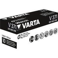 VARTA Silberoxid-Knopfzelle 371, Batterie silber, 10 Stück