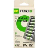 GP Batteries USB Akkuladegerät E821, mit 8 Ladeslots grau, inkl. 4x GP Akkus AAA 850mAh + 4x GP Akkus AA 2.100mAh