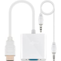 goobay HDMI > VGA Adapter, + 3,5mm Stereo weiß, vernickelt